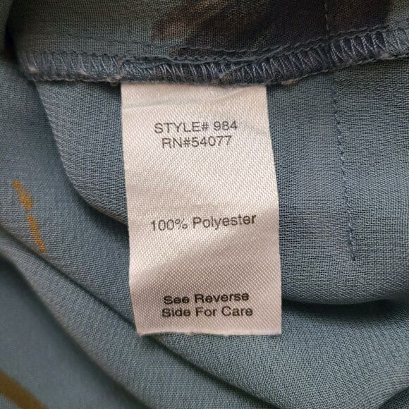 Cabi 984 Semi Sheer Blue Green Tulip Pleated Tie Back Sleeveless Blouse Size XS - Picture 6 of 10